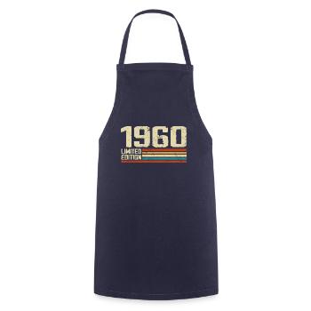 Jahrgang 1960er Retro Geburtstag - Jahrgang 1960 - Kochschürze - Navy - Vorne - AI Model Male 185 dark (185cm)