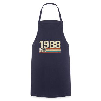 Vintage 1988 Anniversaire Rétro - Né en 1988 - Tablier de cuisine - marine - Devant - AI Model Male 185 dark (185cm)
