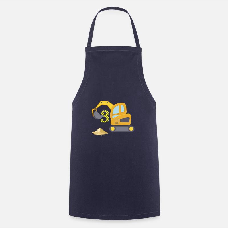 Escavatore per il terzo compleanno - Grembiule da cucina - navy