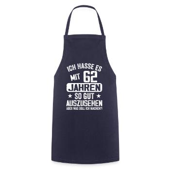 62 Jahre Jung - Vintage Geburtstagsspruch - Kochschürze - Navy - Vorne - AI Model Male 185 dark (185cm)