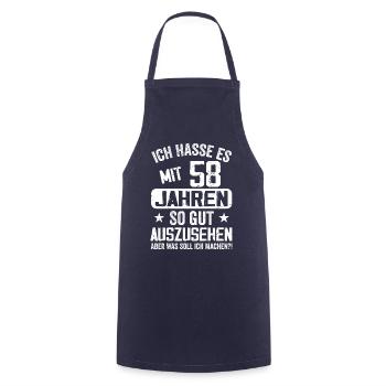 58 Jahre Jung - Vintage Geburtstagsspruch - Kochschürze - Navy - Vorne - AI Model Male 185 dark (185cm)