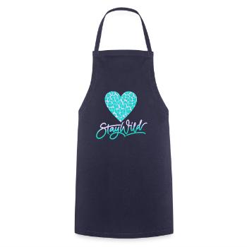 Stay Wild with leopard pattern heart - Cooking Apron - navy - Front - AI Model Male 185 dark (185cm)
