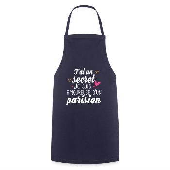 Parisien Paris Femme Amoureuse Cadeau Amour Humour - Tablier de cuisine - marine - Devant - AI Model Male 185 dark (185cm)