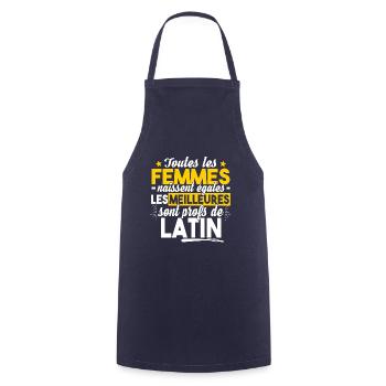 Prof Professeur Latin Métier Citations Noël - Tablier de cuisine - marine - Devant - AI Model Male 185 dark (185cm)