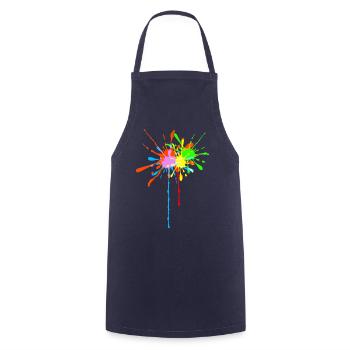 Splashes of paint, colorful, splashes of color, stylish, color - Cooking Apron - navy - Front - AI Model Male 185 dark (185cm)