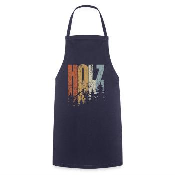 Holz - Wald - Brennholz - Schreiner Spruch - Kochschürze - Navy - Vorne - AI Model Male 185 dark (185cm)