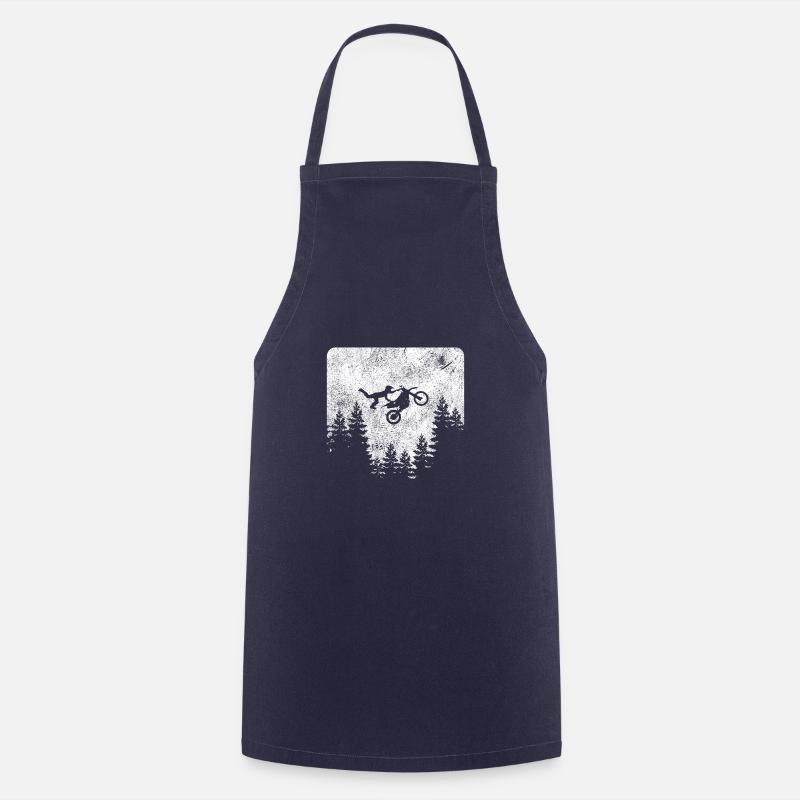 Square retro motocross motorcycle biker - Cooking Apron - navy