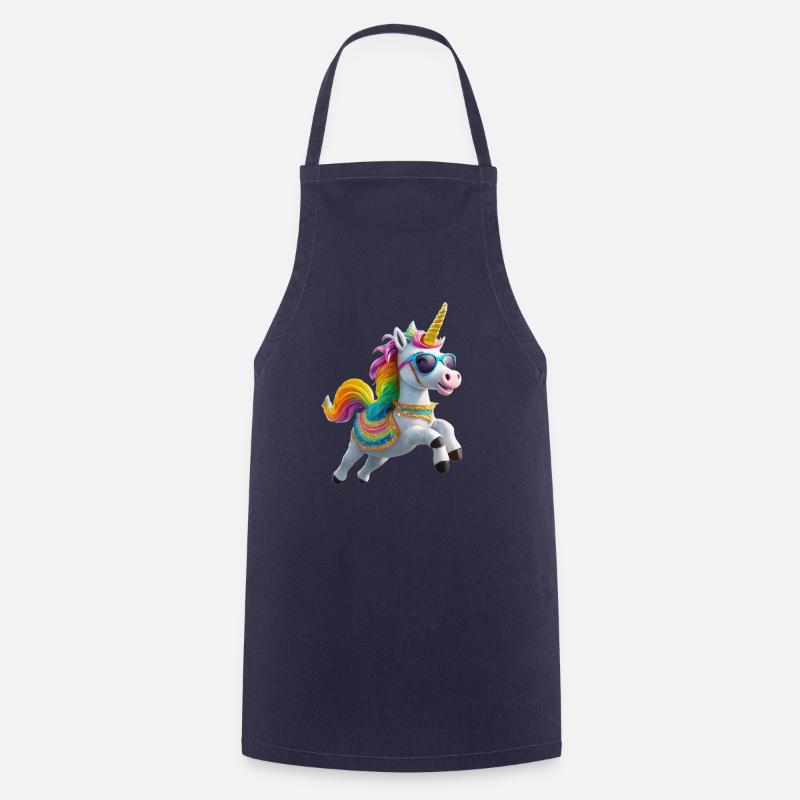 Cooles Einhorn mit Sonnenbrille Regenbogen - Kochschürze - Navy
