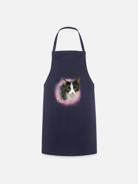 Britishkurzhaar,hauskatze,katze,schwarz-weiss - Kochschürze - Navy