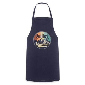 Juillet 1971 Anniversaire Juillet 1971 Juillet - Tablier de cuisine - marine - Devant - AI Model Male 185 dark (185cm)