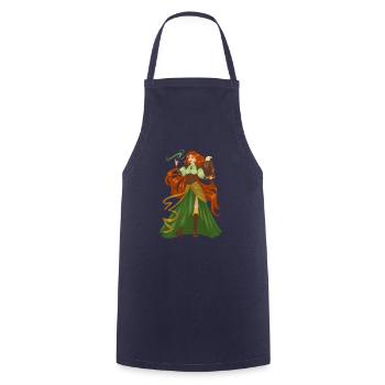 Witch Red Hair Bird Pretty Lady Model Fantasy - Cooking Apron - navy - Front - AI Model Male 185 dark (185cm)