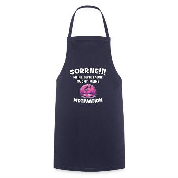 Motivation und gute Laune Emoji - Lustiger Spruch - Kochschürze - Navy - Vorne - AI Model Male 185 dark (185cm)