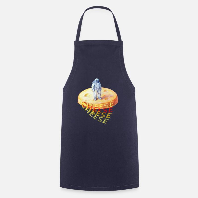 Cheese, Cheese, Astronaut on Cheese - Cooking Apron - navy