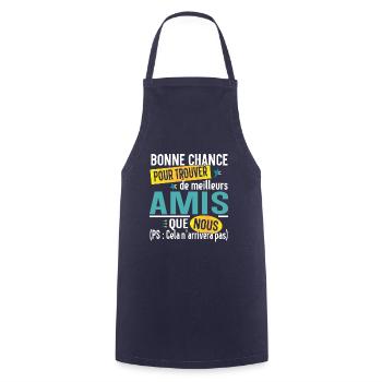 Ami Amie Amitié Cadeau Pote Copain Copine Collègue - Tablier de cuisine - marine - Devant - AI Model Male 185 dark (185cm)
