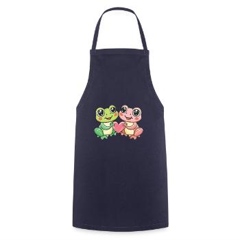 Frosch Paar Liebe Valentinstag - Kochschürze - Navy - Vorne - AI Model Male 185 dark (185cm)