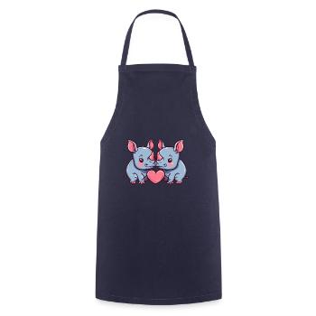 Nashorn Paar Liebe Valentinstag - Kochschürze - Navy - Vorne - AI Model Male 185 dark (185cm)