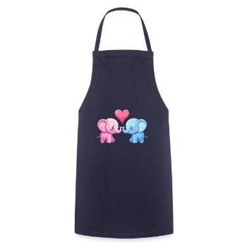 Elefant Paar Liebe Valentinstag - Kochschürze - Navy - Vorne - AI Model Male 185 dark (185cm)