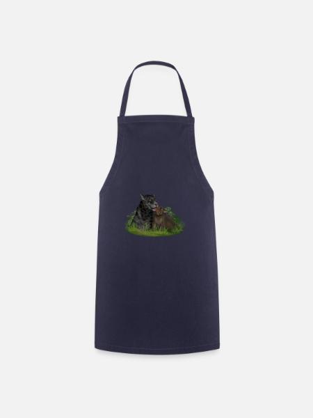 Panther mit ihrem Kind - Kochschürze - Navy