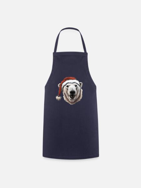 Eisbär Kopf Weihnachtsmütze Weihnachten Geschenk - Kochschürze - Navy