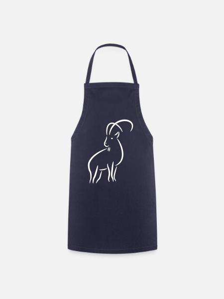 Steinbock Strichzeichnung - Kochschürze - Navy