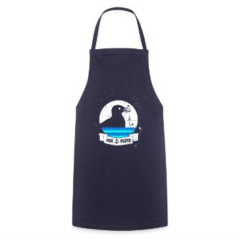 Recycling - Gegen Plastik - Vogel - Kochschürze - Navy - Vorne - AI Model Male 185 dark (185cm)