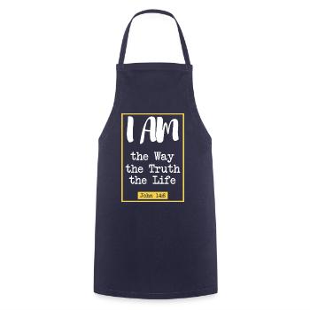 The Way, the Truth, the Life (dark) - Cooking Apron - navy - Front - AI Model Male 185 dark (185cm)