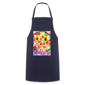 Bunte Pixel-Silhouette mit Smile - Kochschürze - Navy - Vorne - AI Model Male 185 dark (185cm)