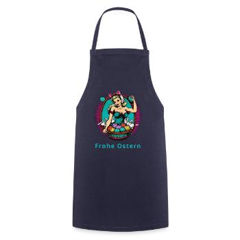 Frohe Ostern - Frau Hase Osterhase Osterei Pop Art - Kochschürze - Navy - Vorne - AI Model Male 185 dark (185cm)