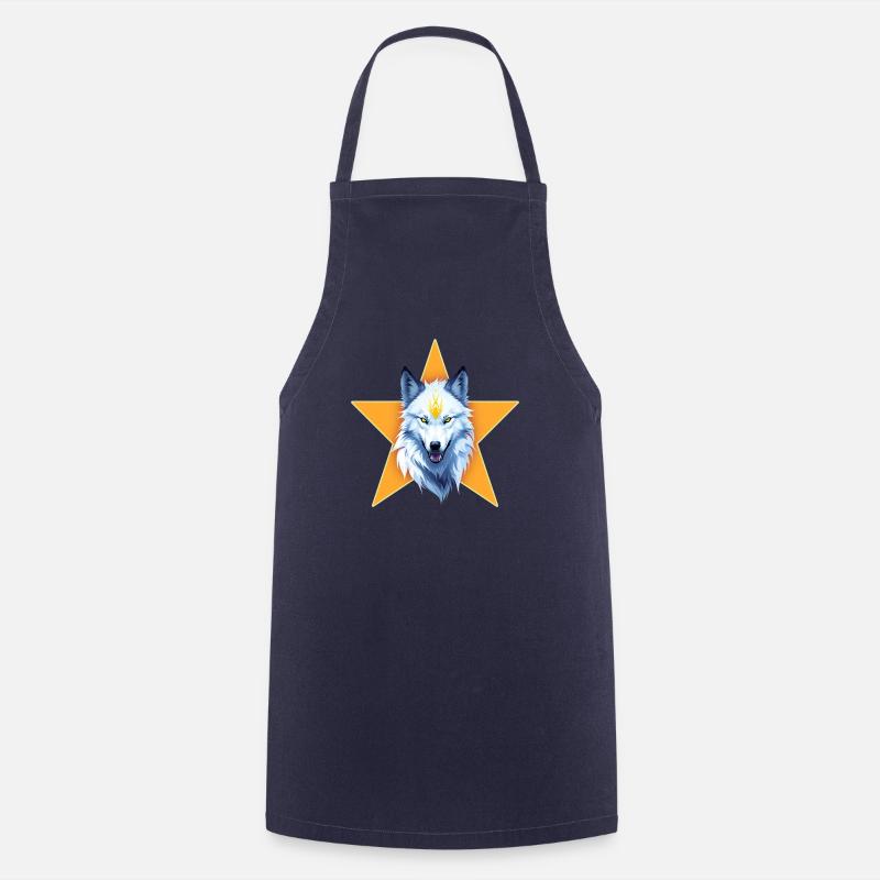 WHITE WOLF - Cooking Apron - navy