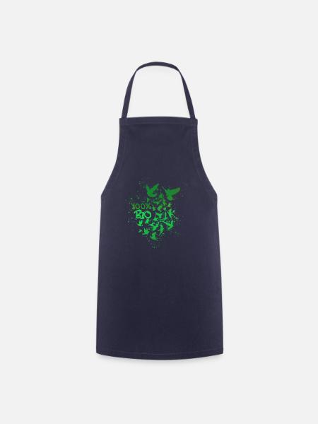 100% bio,bio,tauben,grüne vögel, vegan - Kochschürze - Navy