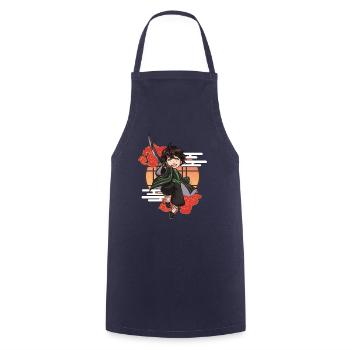 Garçon samouraï chibi avec katana - Tablier de cuisine - marine - Devant - AI Model Male 185 dark (185cm)