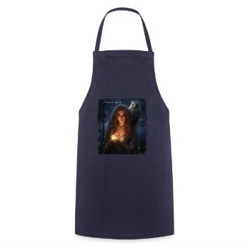 La fille au hibou - Tablier de cuisine - marine - Devant - AI Model Male 185 dark (185cm)