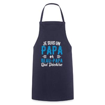 Je Suis Un Papa et Beau-papa Qui Déchire - Tablier de cuisine - marine - Devant - AI Model Male 185 dark (185cm)