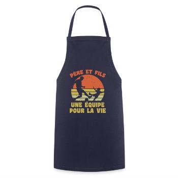 Father and Son Football Vintage Retro Dad Gift - Cooking Apron - navy - Front - AI Model Male 185 dark (185cm)