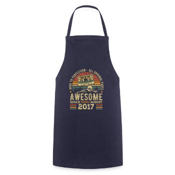 Born in August 2017 Birthday Gift August 2017 August - Cooking Apron - navy - Front - AI Model Male 185 dark (185cm)