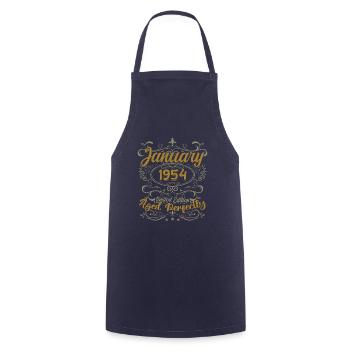 January Birthday Gift Born In January 1954 - Cooking Apron - navy - Front - AI Model Male 185 dark (185cm)