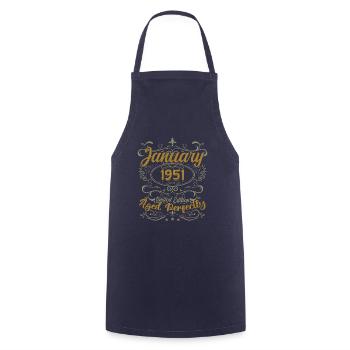 January Birthday Gift Born In January 1951 - Cooking Apron - navy - Front - AI Model Male 185 dark (185cm)