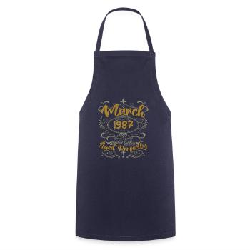 March 1987 Birthday Party Gift | March 1987 - Cooking Apron - navy - Front - AI Model Male 185 dark (185cm)