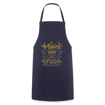March 1989 Birthday Party Gift | March 1989 - Cooking Apron - navy - Front - AI Model Male 185 dark (185cm)