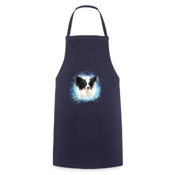 papillon,chien,spitz,zwergspitz,pompon - Tablier de cuisine - marine - Devant - AI Model Male 185 dark (185cm)