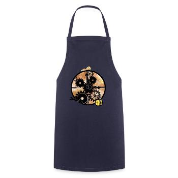 Steampunk Clock with Mechanic - Cooking Apron - navy - Front - AI Model Male 185 dark (185cm)