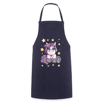Cute Pink Unicorn Foal Cartoon Stars Drawing - Cooking Apron - navy - Front - AI Model Male 185 dark (185cm)