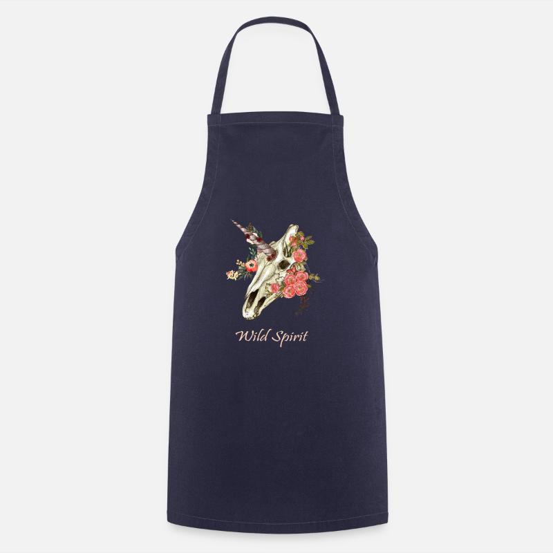 Einhorn Schädel Blumen - Kochschürze - Navy