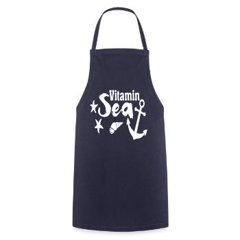 Vitamin Sea1- Vitamin See, Meer Strand Urlaub Fun - Kochschürze - Navy - Vorne - AI Model Male 185 dark (185cm)