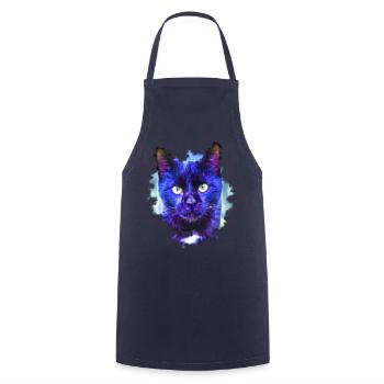 Neon cat in the rain of light - Cooking Apron - navy - Front - AI Model Male 185 dark (185cm)