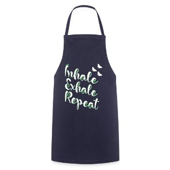 Inhale Exhale repeat yoga meditation - Cooking Apron - navy - Front - AI Model Male 185 dark (185cm)