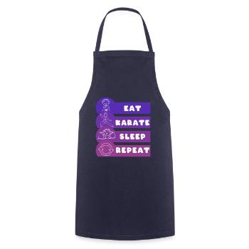 Eat Karate Sleep Repeat - Cooking Apron - navy - Front - AI Model Male 185 dark (185cm)