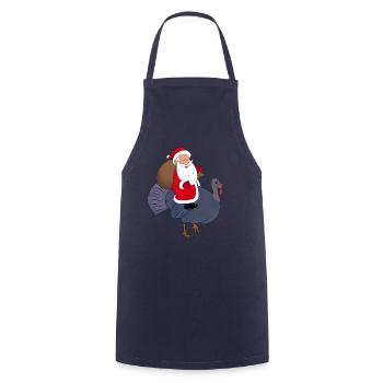 Le Père Noël chevauche une dinde Joyeux Noël - Tablier de cuisine - marine - Devant - AI Model Male 185 dark (185cm)