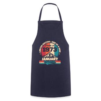 Birthday gift January 1973 Limited Edition - Cooking Apron - navy - Front - AI Model Male 185 dark (185cm)