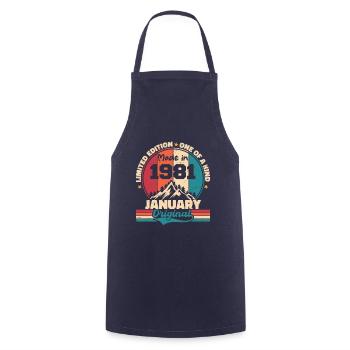 Birthday gift January 1981 Limited Edition - Cooking Apron - navy - Front - AI Model Male 185 dark (185cm)
